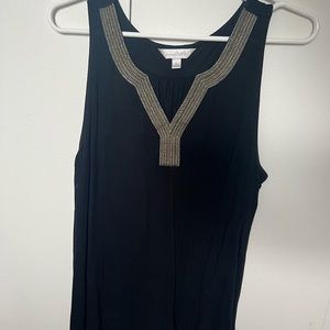 Black Top with Gold and Silver Neck Line